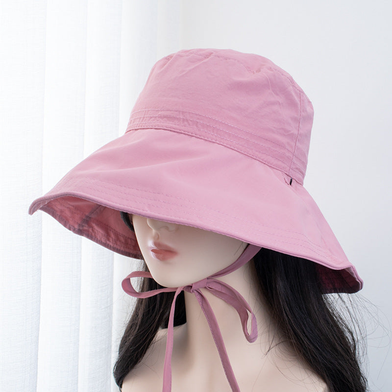 Wholesale Strap Fisherman Breathable Lightweight Sun Protection All-match Face Showing Small Bow Basin Hat